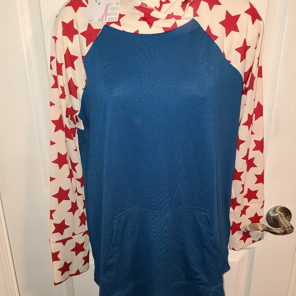 Lularoe Patriotic Amber Hoodie Sz M